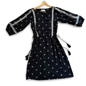 LOFT Black Dress with White Floral Print